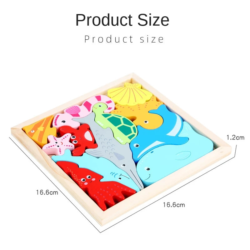 3D Cartoon Tier Holzpuzzle für frühkindliches Lernen