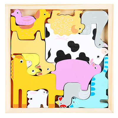 3D Cartoon Tier Holzpuzzle für frühkindliches Lernen
