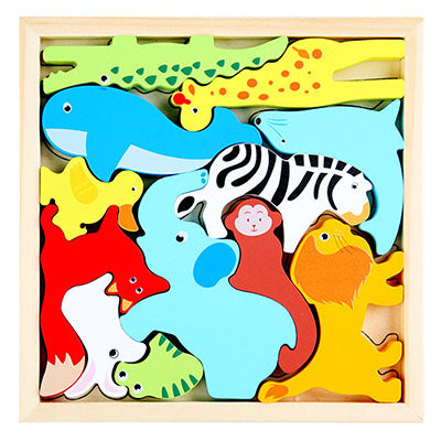 3D Cartoon Tier Holzpuzzle für frühkindliches Lernen