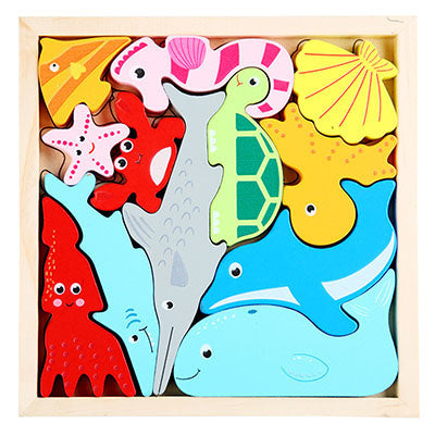 3D Cartoon Tier Holzpuzzle für frühkindliches Lernen