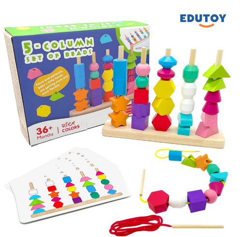 Fördere Feinmotorik und Kreativität deines Kindes mit dem Montessori Shape Mastery Playset von Edutoy® – hochwertiges Holzspielzeug für Kinder von 3 bis 6 Jahren.